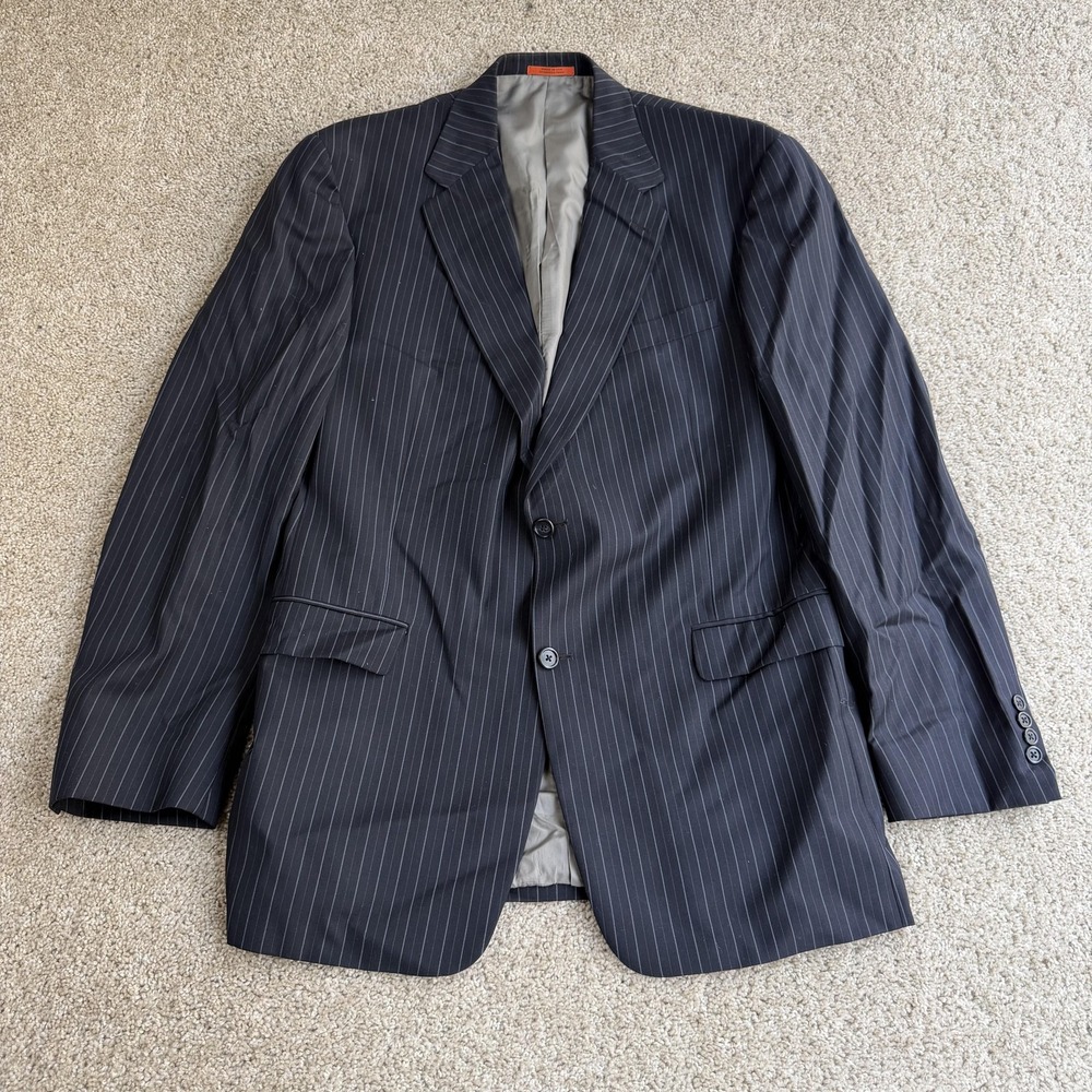 Hart Schaffner Marx Suit Mens 40 Blue Pinstripe 2 Piece Travelor USA Business
